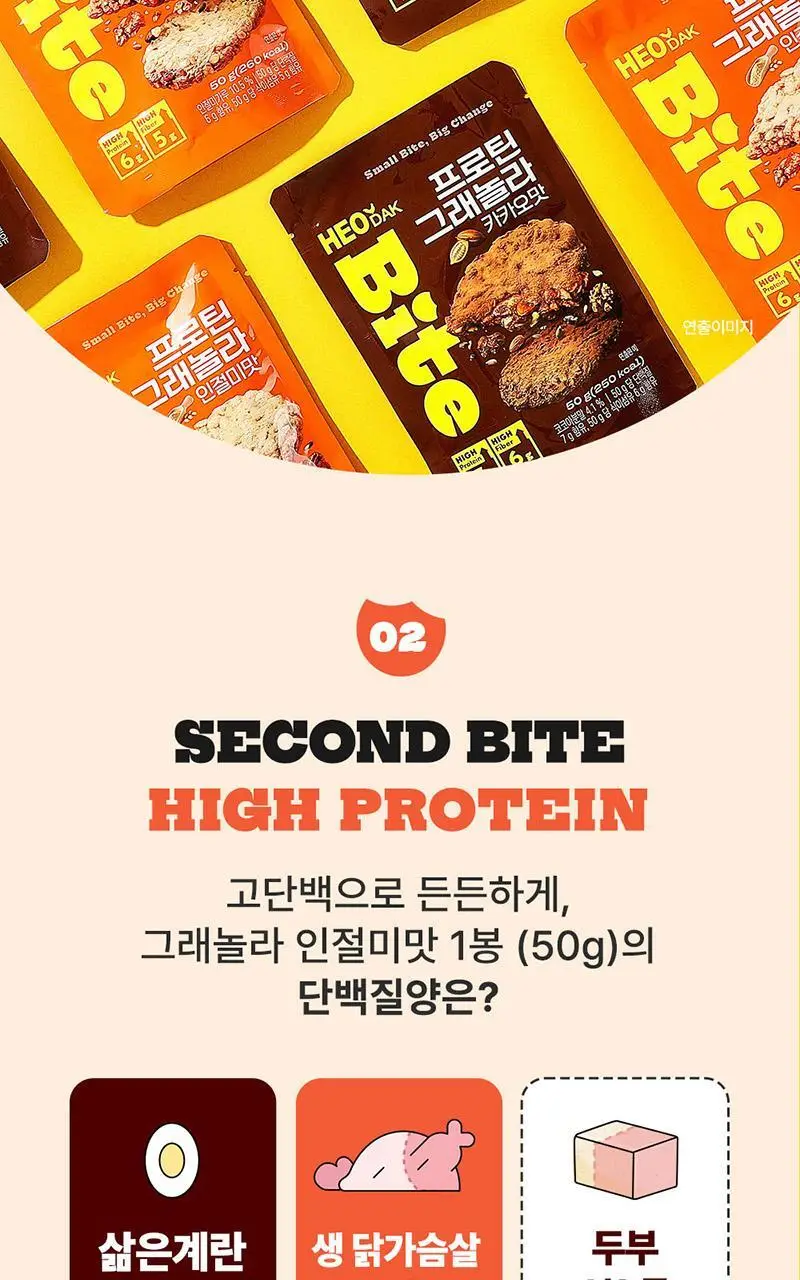 [허닭BITE] 프로틴 그래놀라 비스킷 50g 2종 (카카오/인절미) 상세페이지 7